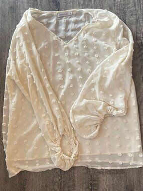 Misslook Cream Sheer Polka Dot Blouse